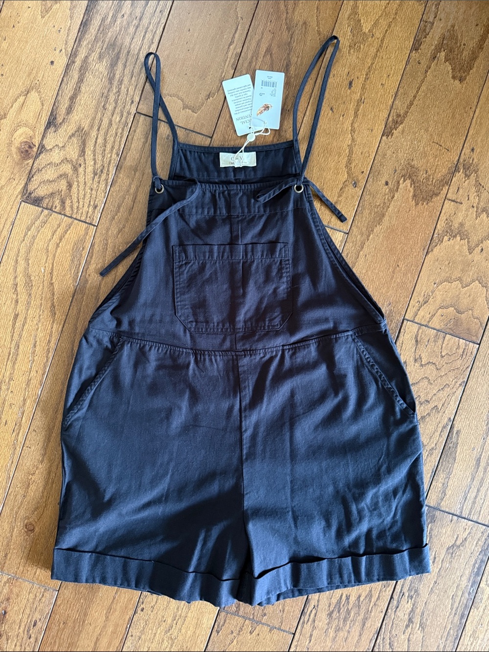 Chelsea & Violet Black Short Overalls Romper